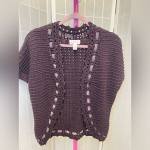 LOFT #vintage Women's Dark Brown Open-Front Sweater